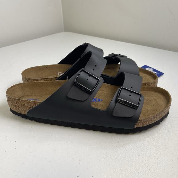 Birkenstock Arizona Mens Size 10 Sandals Soft Footbed Regular Black Birko Flor - Picture 4 of 8